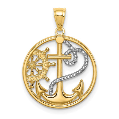 14K gold anchor pendant