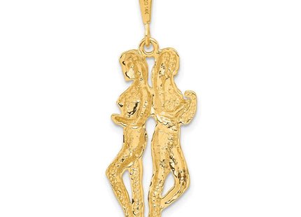 14k Satin Diamond-cut Gemini Zodiac Charm (Style C466)