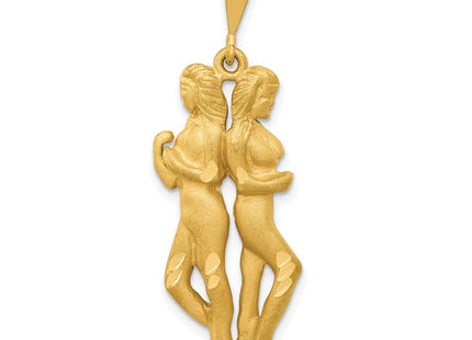 14k Satin Diamond-cut Gemini Zodiac Charm (Style C466)