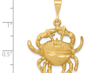 14k Satin Diamond-cut Cancer Zodiac Charm, 35 x 25mm