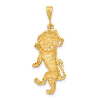 14K Satin Diamond-cut Leo Zodiac Charm, 40 x 16mm