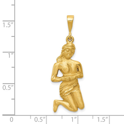 14K Satin Diamond-cut Virgo Zodiac Charm, 40 x 13mm