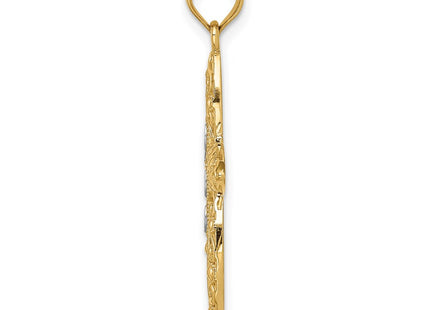 14k Yellow & Rhodium Pendants Style C4693 - Classique Jewelry Inc.