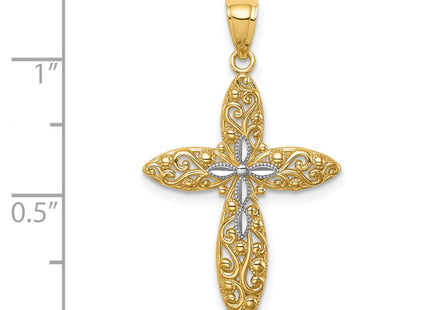 14k Yellow & Rhodium Pendants Style C4693 - Classique Jewelry Inc.