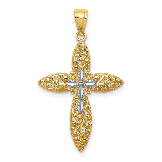 14k Yellow & Rhodium Pendants Style C4693 - Classique Jewelry Inc.