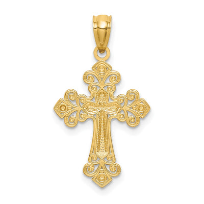 14K w/White Rhodium D/C Cross Pendant