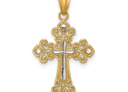 14k Yellow & Rhodium Pendants Style C4695 - Classique Jewelry Inc.