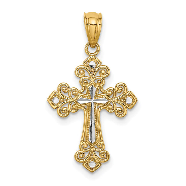 14k Yellow & Rhodium Pendants Style C4695 - Classique Jewelry Inc.