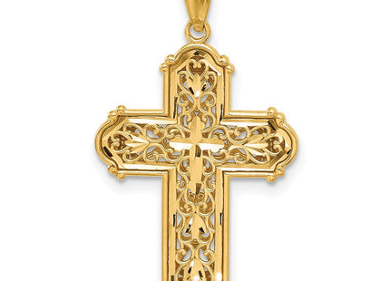 14K White Rhodium D/C Reversible Cross Pendant (Style C4699)