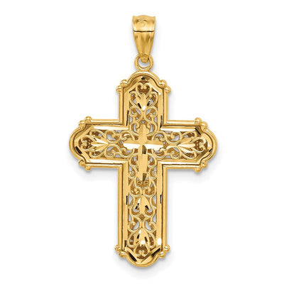 14K White Rhodium D/C Reversible Cross Pendant, 31.3mm