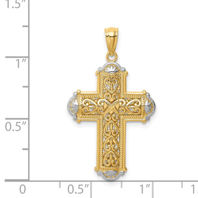 14K White Rhodium D/C Reversible Cross Pendant, 31.3mm