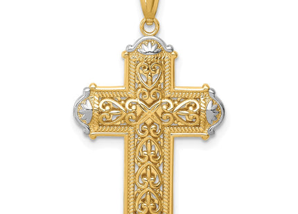 14k Yellow & Rhodium Pendants Style C4699 - Classique Jewelry Inc.