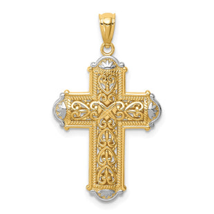 14k Yellow & Rhodium Pendants Style C4699 - Classique Jewelry Inc.