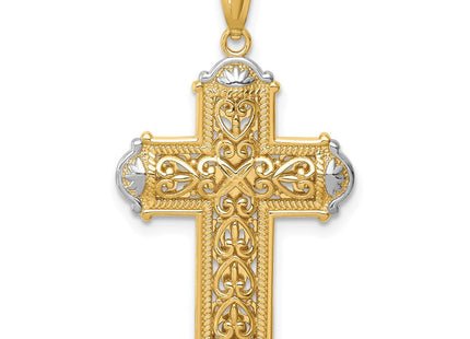 14K White Rhodium D/C Reversible Cross Pendant (Style C4699)