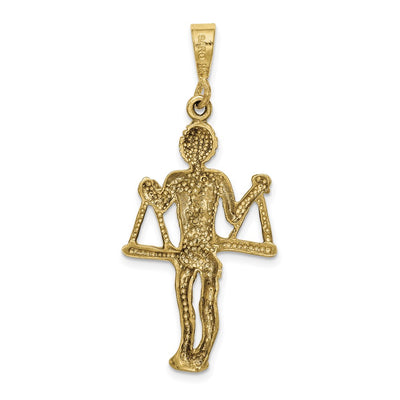 14K Satin Diamond-cut Libra Zodiac Charm, 42 x 18mm