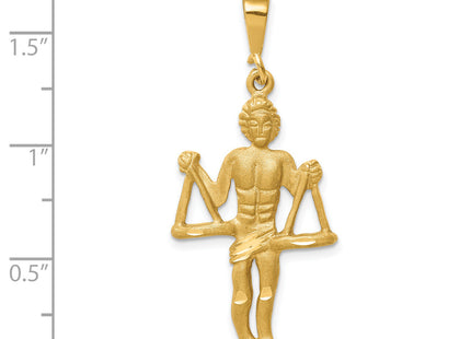 14k Satin Diamond-cut Libra Zodiac Charm, 42 x 18mm