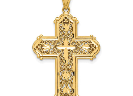 14K white gold cross pendant, another view