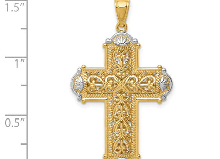 14K white gold cross pendant, further view