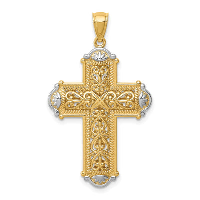 14K white gold cross pendant