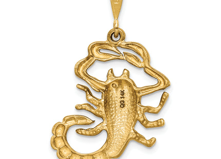 14k Satin Diamond-cut Scorpio Zodiac Charm, 33 x 20mm