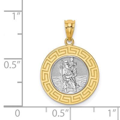 14K w/ Rhodium St. Christopher Medal, 23 x 16.25mm