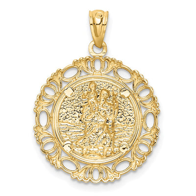 14K w/ Rhodium St. Christopher Medal, 24.75 x 18mm