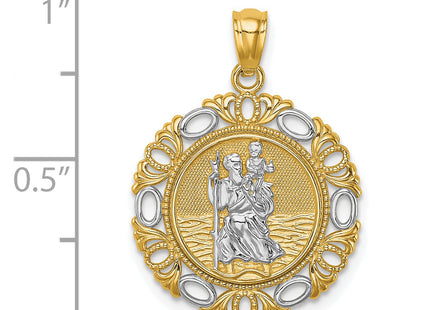 14K w/ Rhodium St. Christopher Medal, 24.75 x 18mm