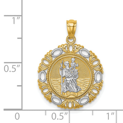 14K w/ Rhodium St. Christopher Medal, 24.75 x 18mm