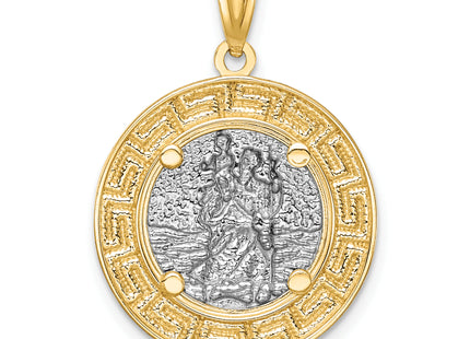 14K w/ Rhodium St. Christopher Medal, 24.8 x 18mm