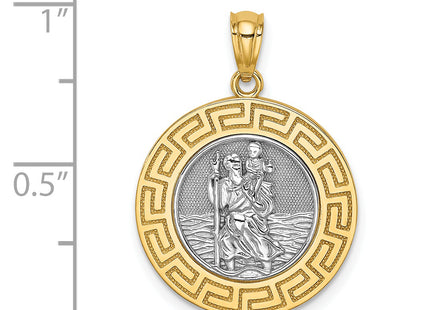 14K w/ Rhodium St. Christopher Medal, 24.8 x 18mm