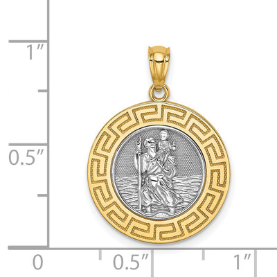 14K w/ Rhodium St. Christopher Medal, 24.8 x 18mm