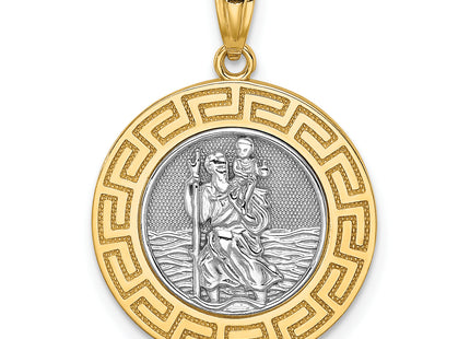 14K w/ Rhodium St. Christopher Medal, 24.8 x 18mm