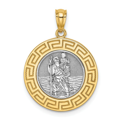 14K w/ Rhodium St. Christopher Medal, 24.8 x 18mm