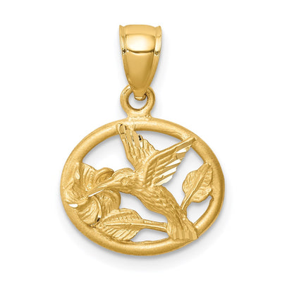 14K gold hummingbird pendant