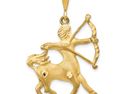 14k Satin Diamond-cut Sagittarius Zodiac Charm (Style C472)