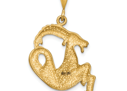 14k Satin Diamond-cut Capricorn Zodiac Charm, 30 x 20mm