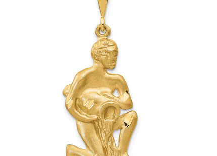 14k Satin Diamond-cut Aquarius Zodiac Charm (Style C474)
