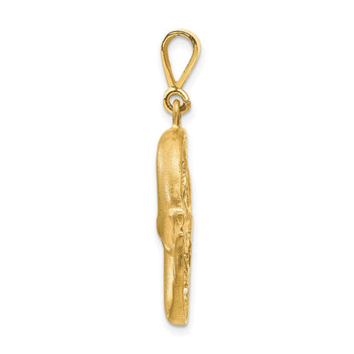 14K Satin Diamond-cut Pisces Zodiac Charm, 35 x 17mm