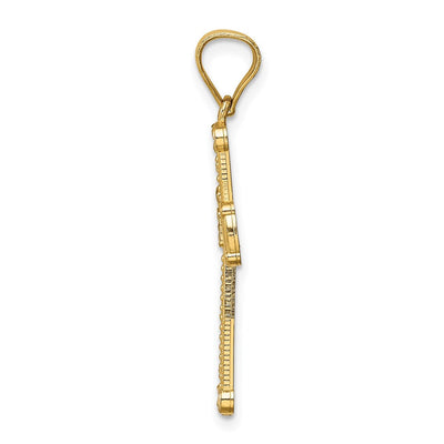 14K w/Rhodium Cross Pendant, 30.75 x 17mm