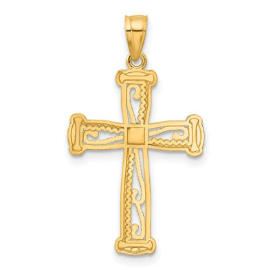 14K w/Rhodium Cross Pendant, 30.75 x 17mm