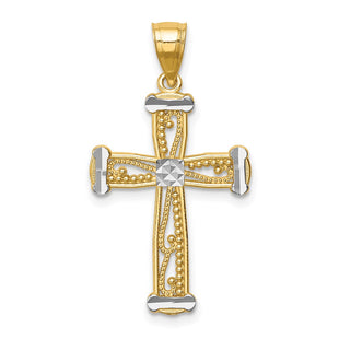 14k Yellow & Rhodium Pendants Style C4758 - Classique Jewelry Inc.