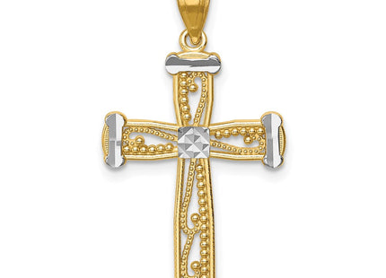 14k w/Rhodium Cross Pendant (Style C4758)