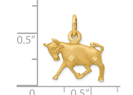 14k Satin Diamond-cut Taurus Zodiac Charm (Style C477)
