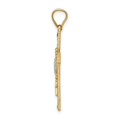 14K w/Rhodium Cross w/Rosary Pendant, 32.37 x 16.5mm