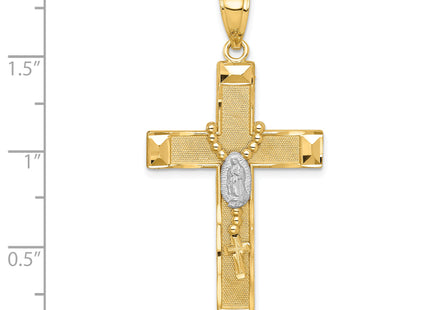 14K w/Rhodium Cross w/Rosary Pendant, 32.8 x 23.85mm