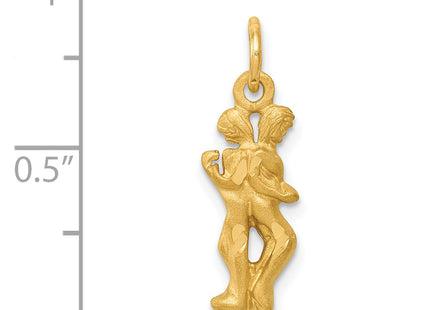 14k Satin Diamond-cut Gemini Zodiac Charm, 20 x 7mm