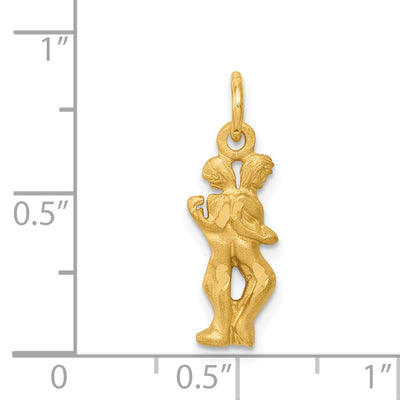 14K Satin Diamond-cut Gemini Zodiac Charm, 20 x 7mm