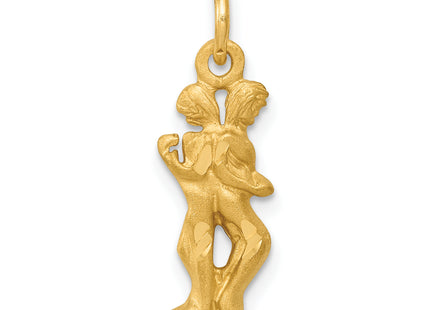 14k Satin Diamond-cut Gemini Zodiac Charm, 20 x 7mm