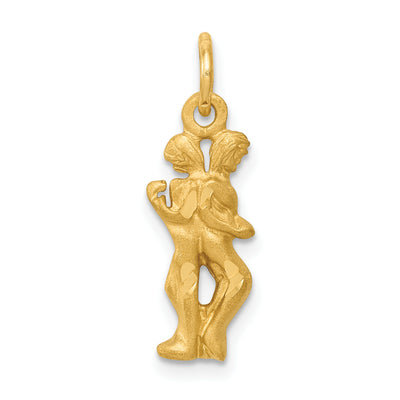 14K Satin Diamond-cut Gemini Zodiac Charm, 20 x 7mm