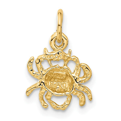 14K Satin Diamond-cut Cancer Zodiac Charm, 17 x 11mm